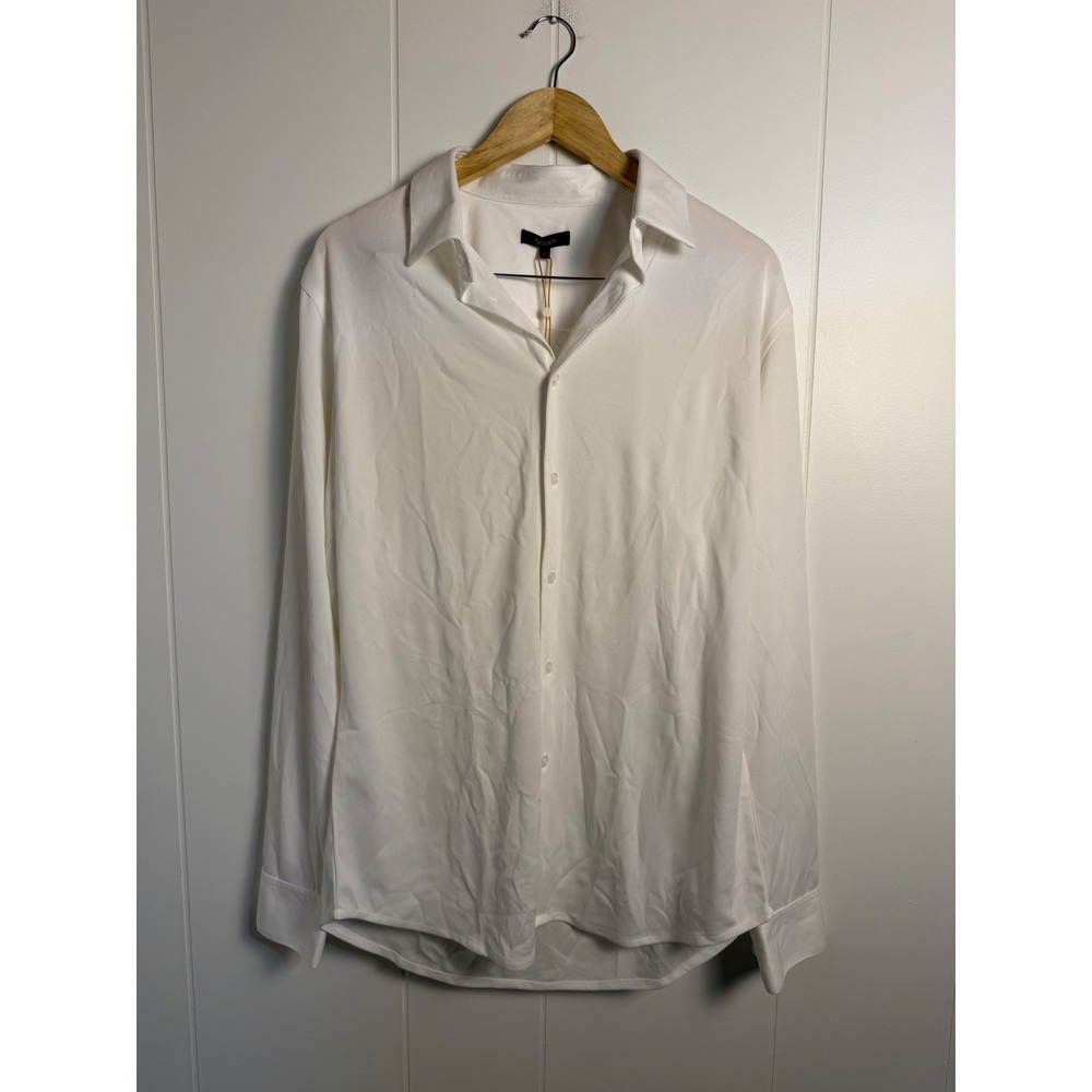 Quince Commuter Stretch Pique Shirt Large White Long Sleeve Button Down